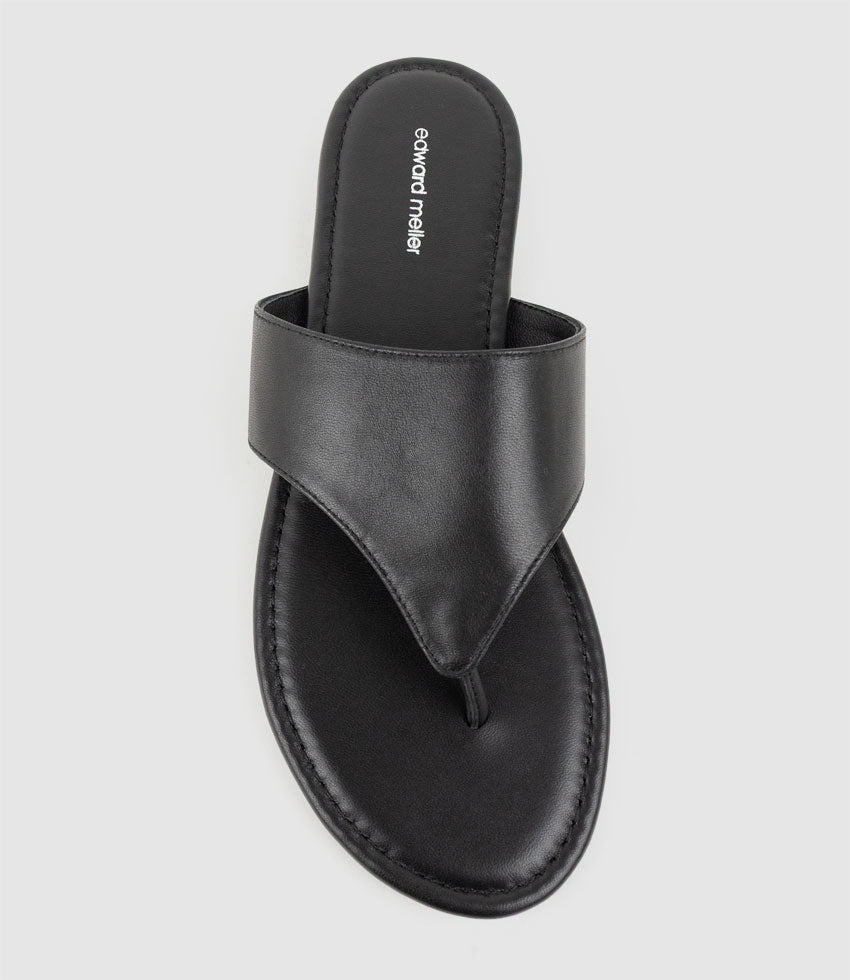 TIA Flat Thong Slide in Black - Edward Meller