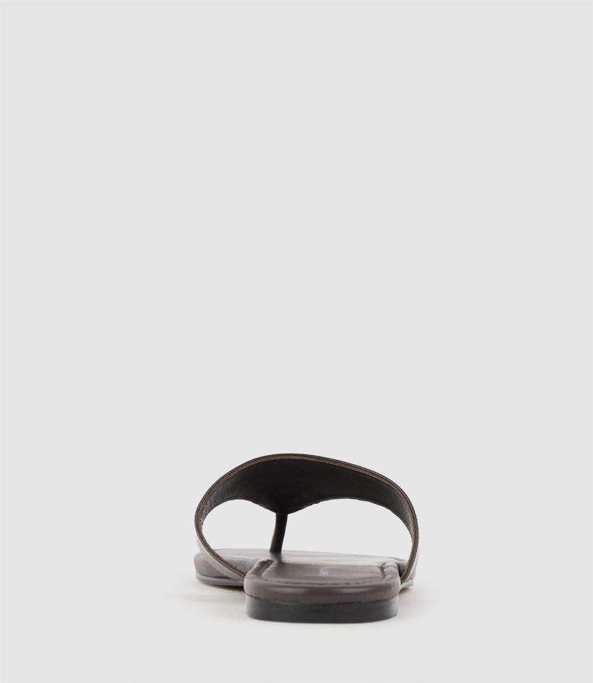 TIA Flat Thong Slide in Chocolate - Edward Meller