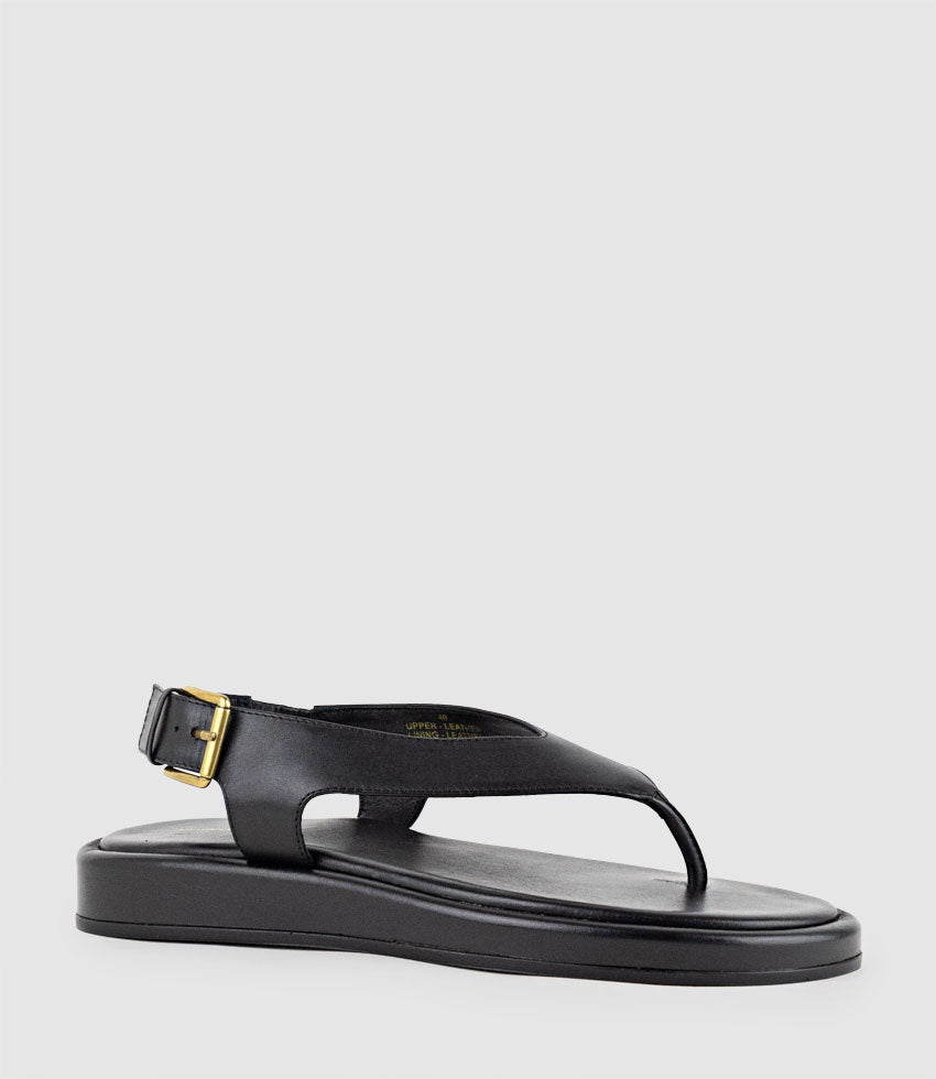TIOLA Thong Slide on Unit with Buckle in Black - Edward Meller