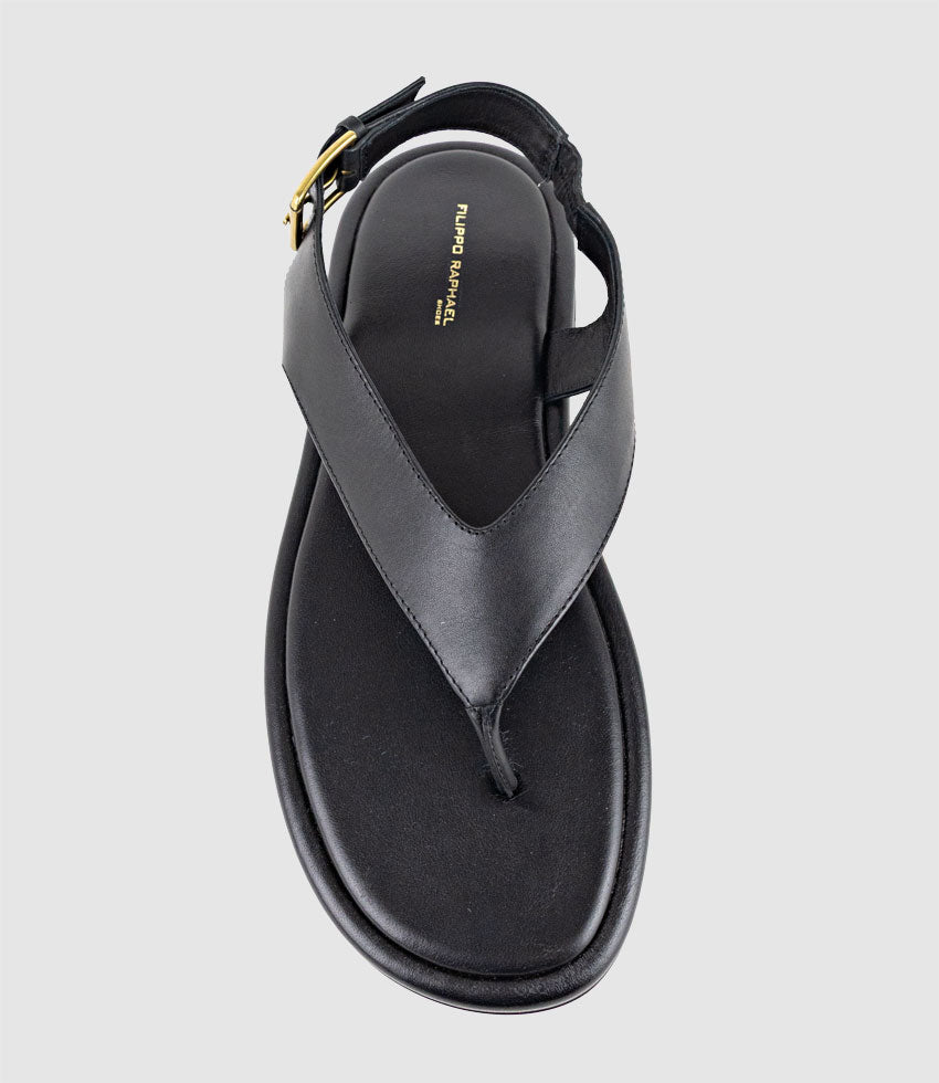 TIOLA Thong Slide on Unit with Buckle in Black - Edward Meller
