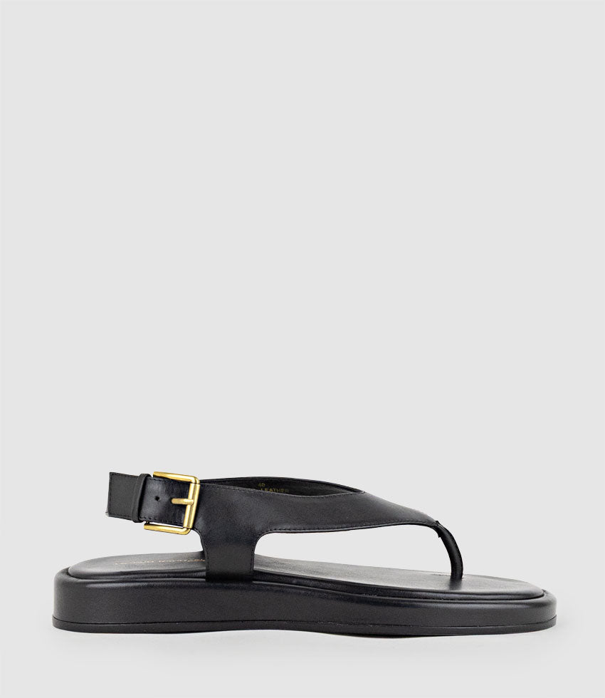 TIOLA Thong Slide on Unit with Buckle in Black - Edward Meller