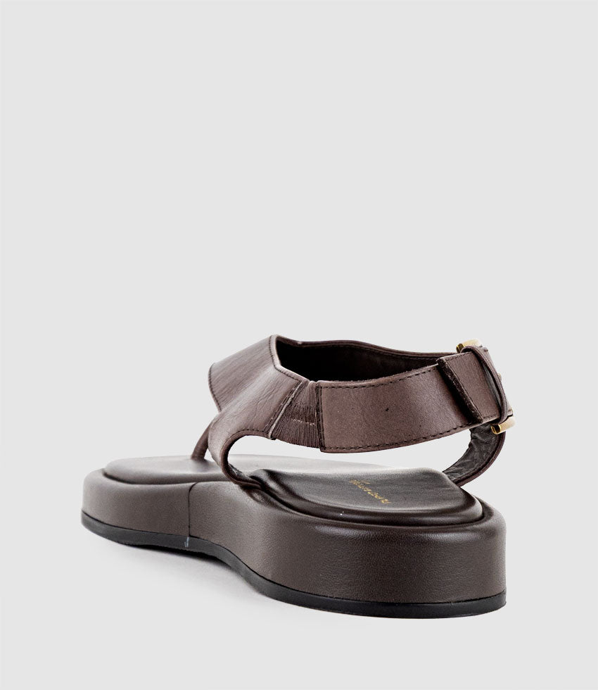 TIOLA Thong Slide on Unit with Buckle in Brown - Edward Meller