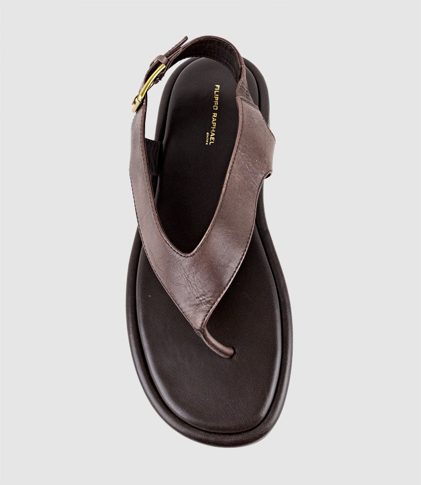 TIOLA Thong Slide on Unit with Buckle in Brown - Edward Meller