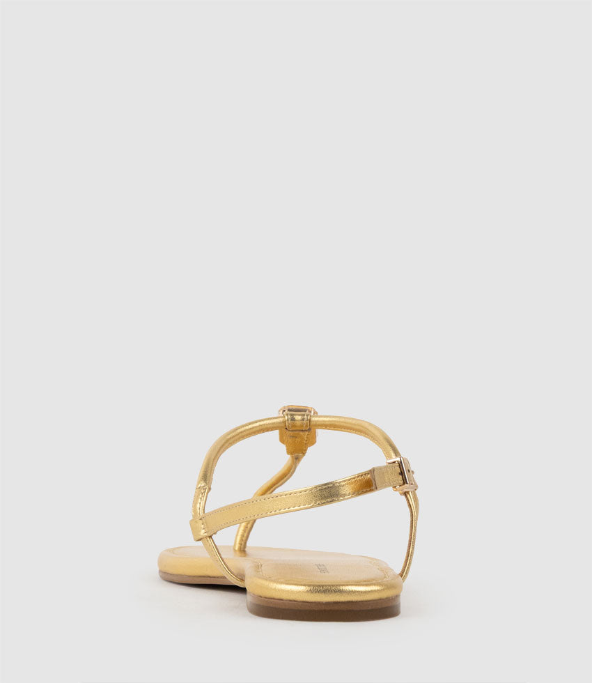 TOPAZ Fine Strap Thong with Crystal in Aged Gold - Edward Meller