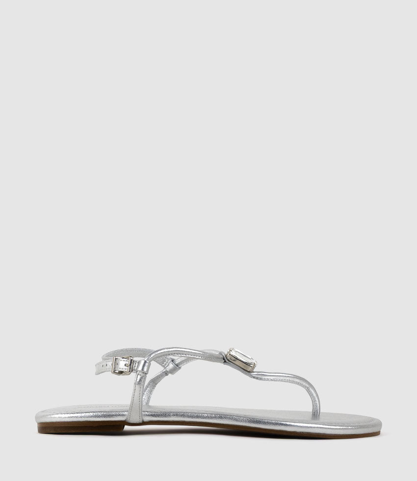 TOPAZ Fine Strap Thong with Crystal in Silver - Edward Meller