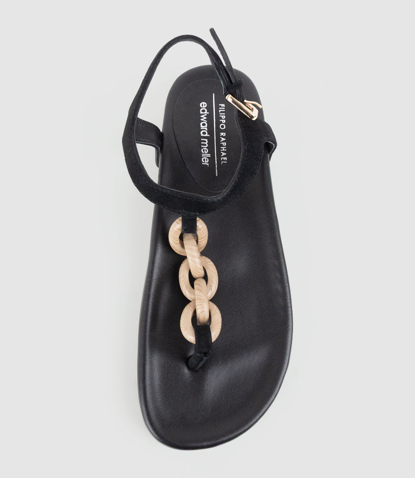 TULIA T-Bar Thong with Ornament in Black - Edward Meller