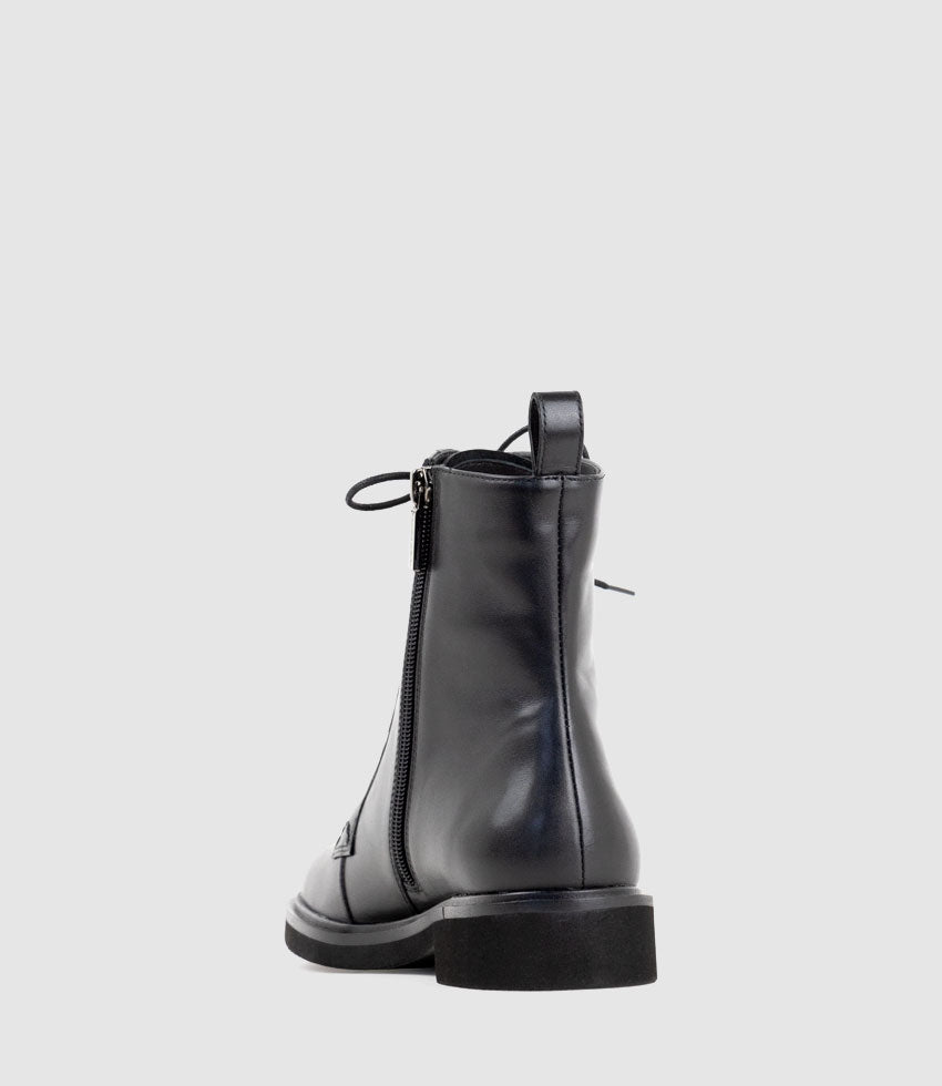 UMPIRE Lace Up Ankle Boot in Black Calf