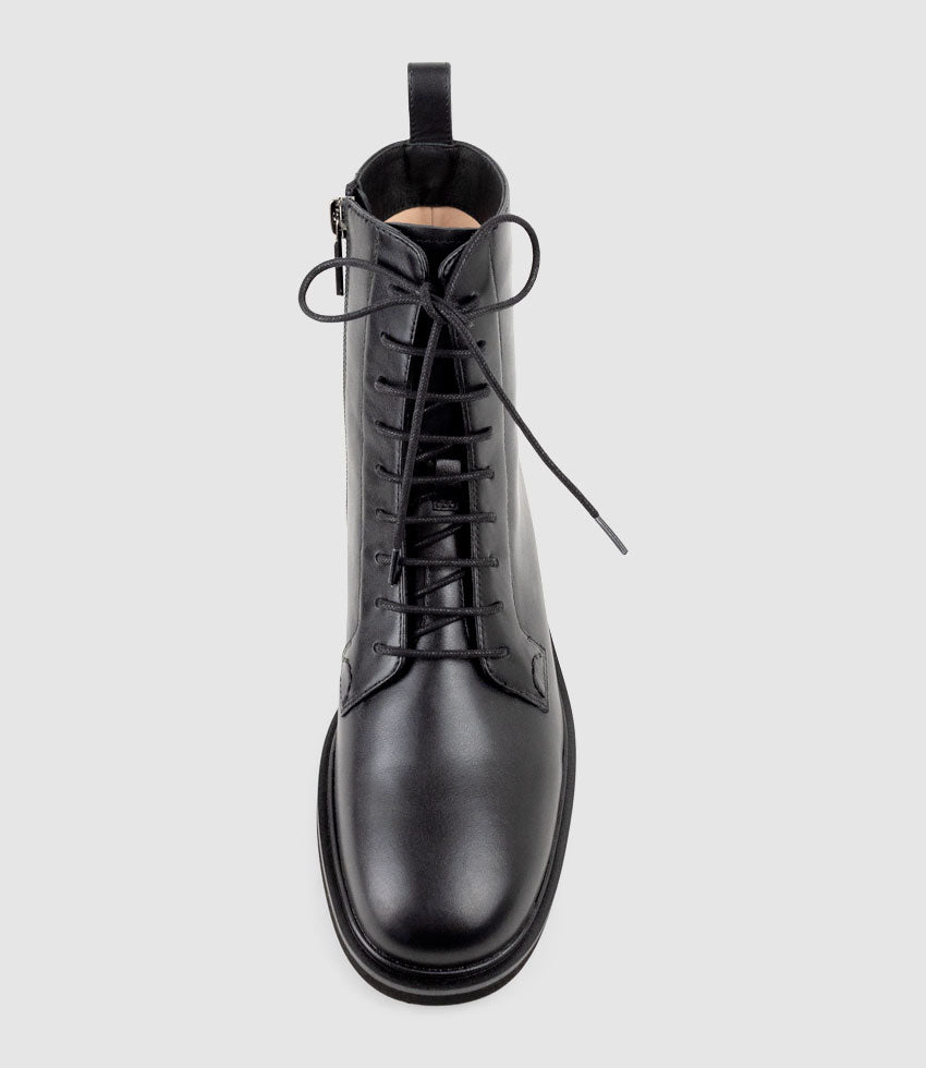UMPIRE Lace Up Ankle Boot in Black Calf