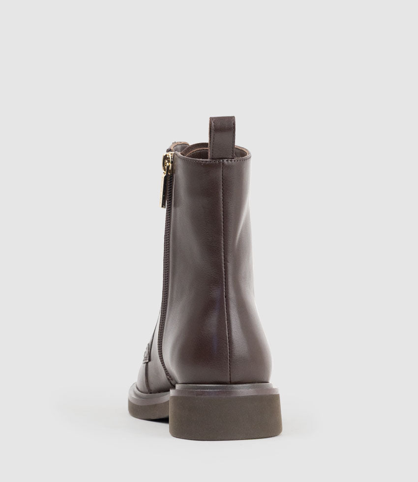 UMPIRE Lace Up Ankle Boot in Chocolate Calf