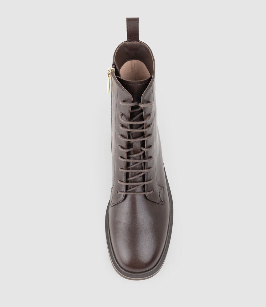 UMPIRE Lace Up Ankle Boot in Chocolate Calf - Edward Meller