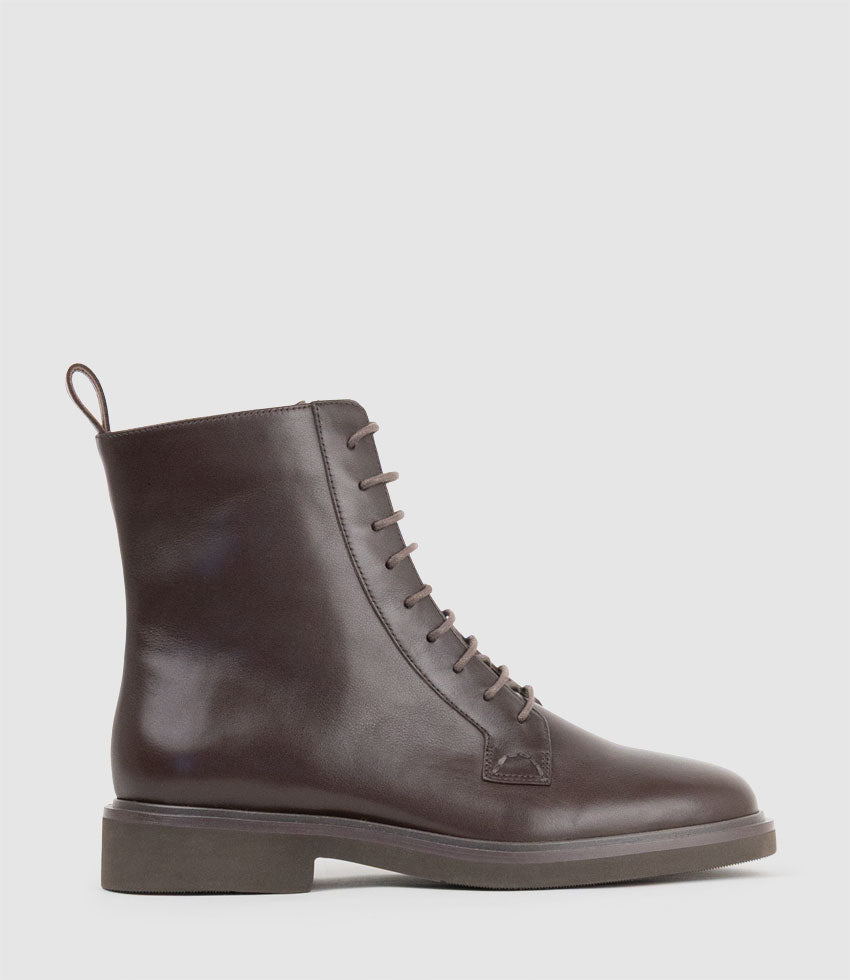 UMPIRE Lace Up Ankle Boot in Chocolate Calf
