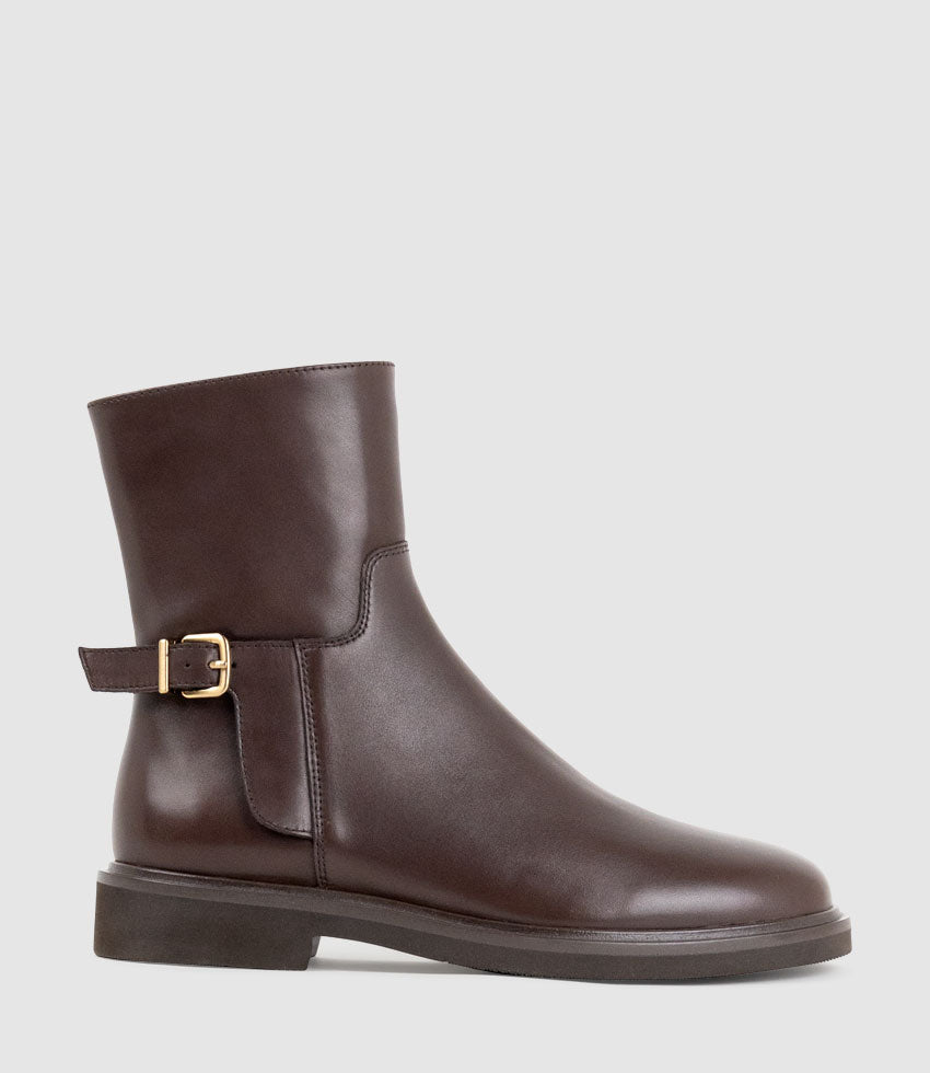 UTURN Ankle Boot with Buckle in Brown Calf - Edward Meller