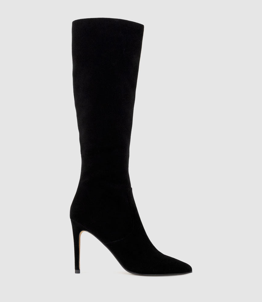 VAHLA100 Knee High Boot in Black Suede - Edward Meller