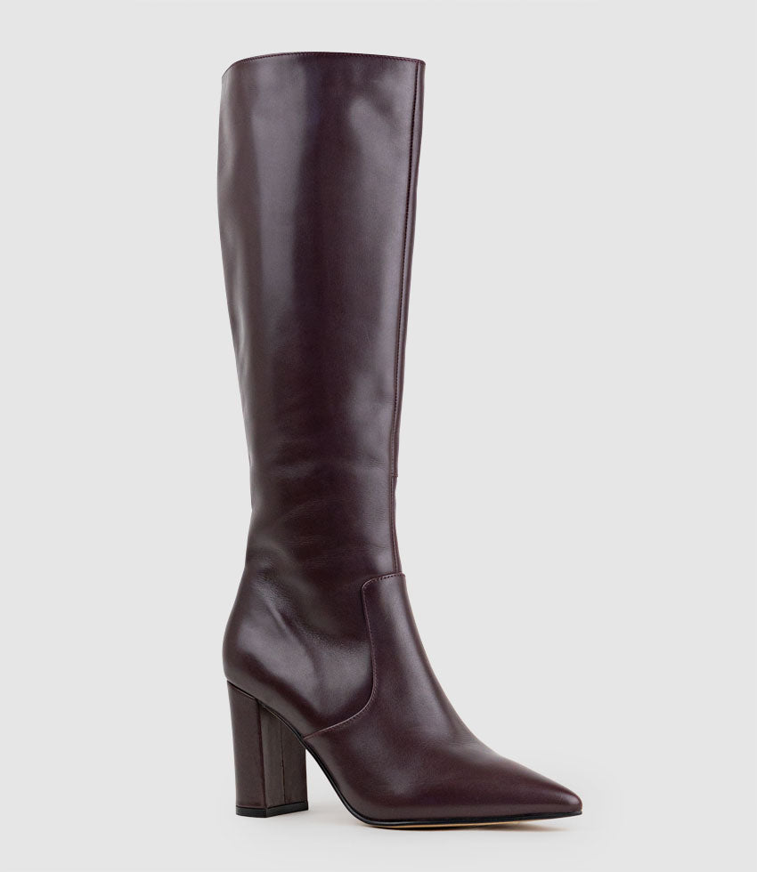 VAIN85 Knee High Boot in Bordeaux Calf - Edward Meller