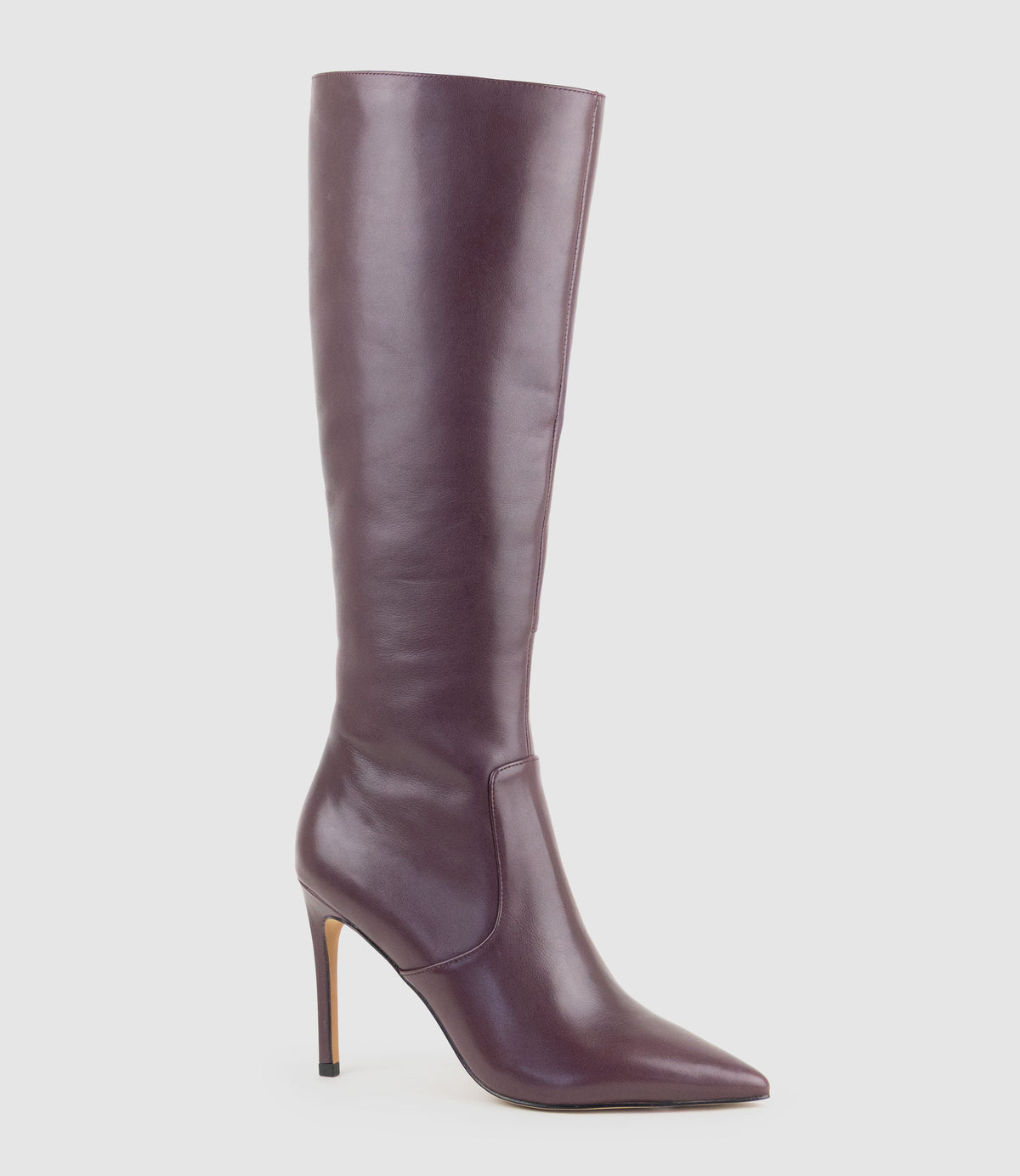 VALENTINA100 Stiletto Knee High Boot in Bordeaux Calf - Edward Meller