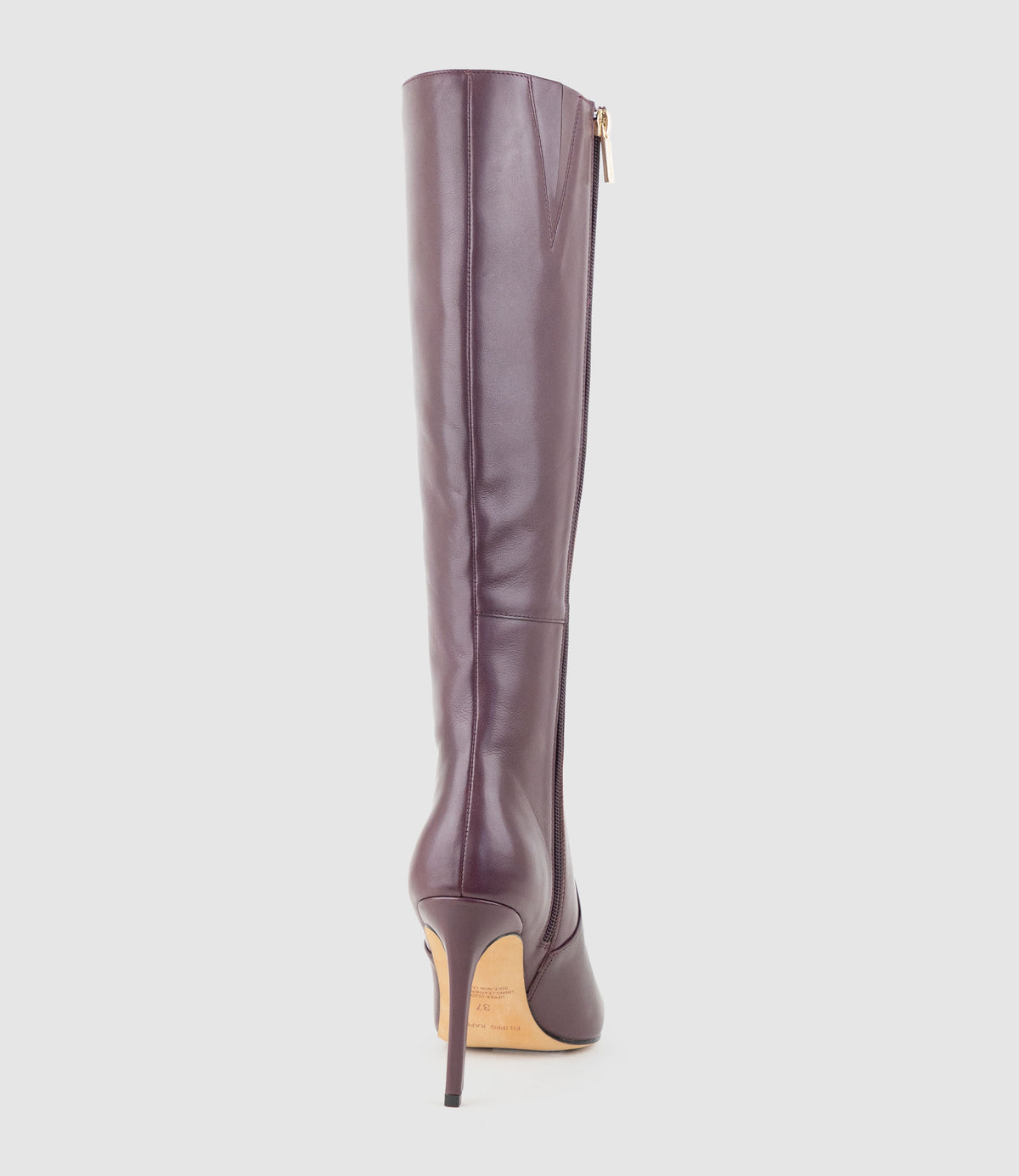 VALENTINA100 Stiletto Knee High Boot in Bordeaux Calf - Edward Meller