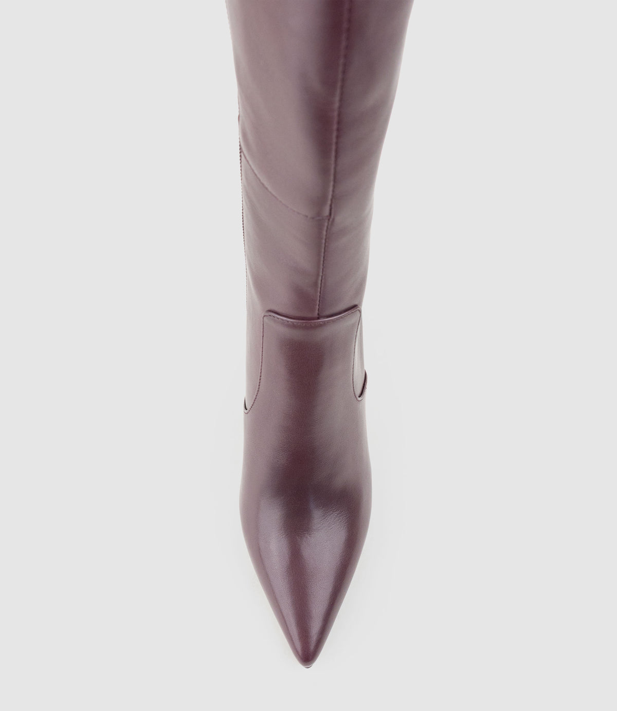VALENTINA100 Stiletto Knee High Boot in Bordeaux Calf - Edward Meller
