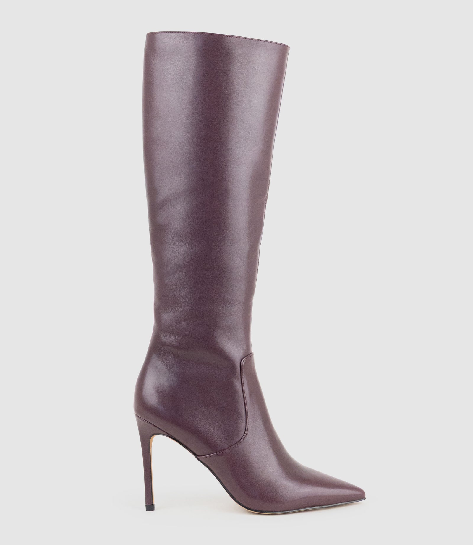 VALENTINA100 Stiletto Knee High Boot in Bordeaux Calf - Edward Meller
