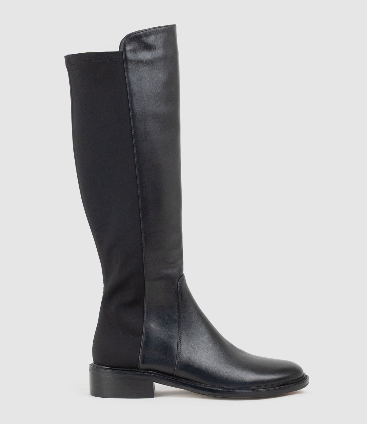 VALOR30 Knee High Stretch Back Boot in Black - Edward Meller