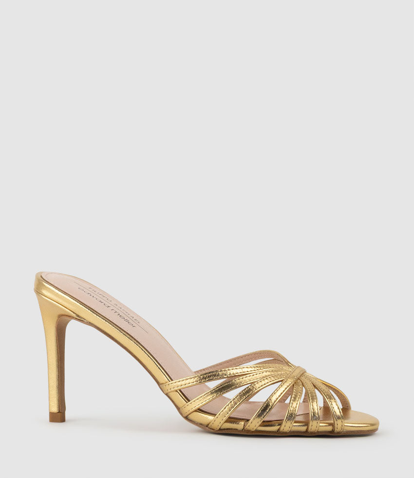 VANYA85 Strappy Slide in Aged Gold - Edward Meller
