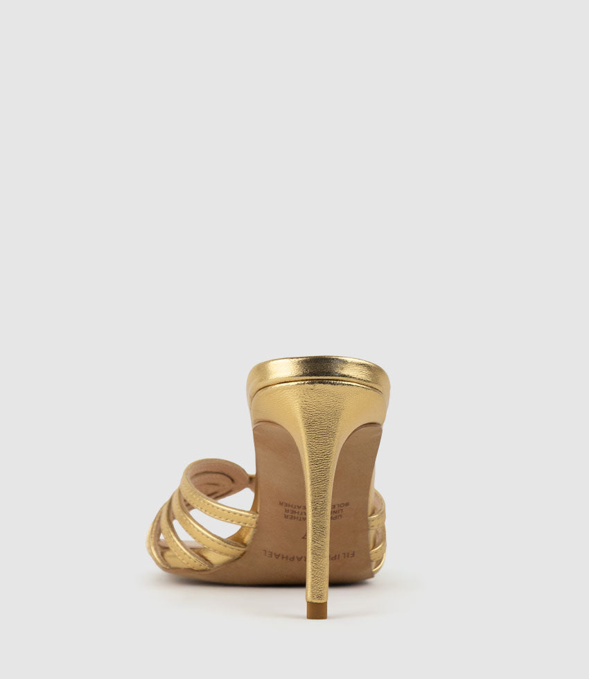 VANYA85 Strappy Slide in Aged Gold - Edward Meller