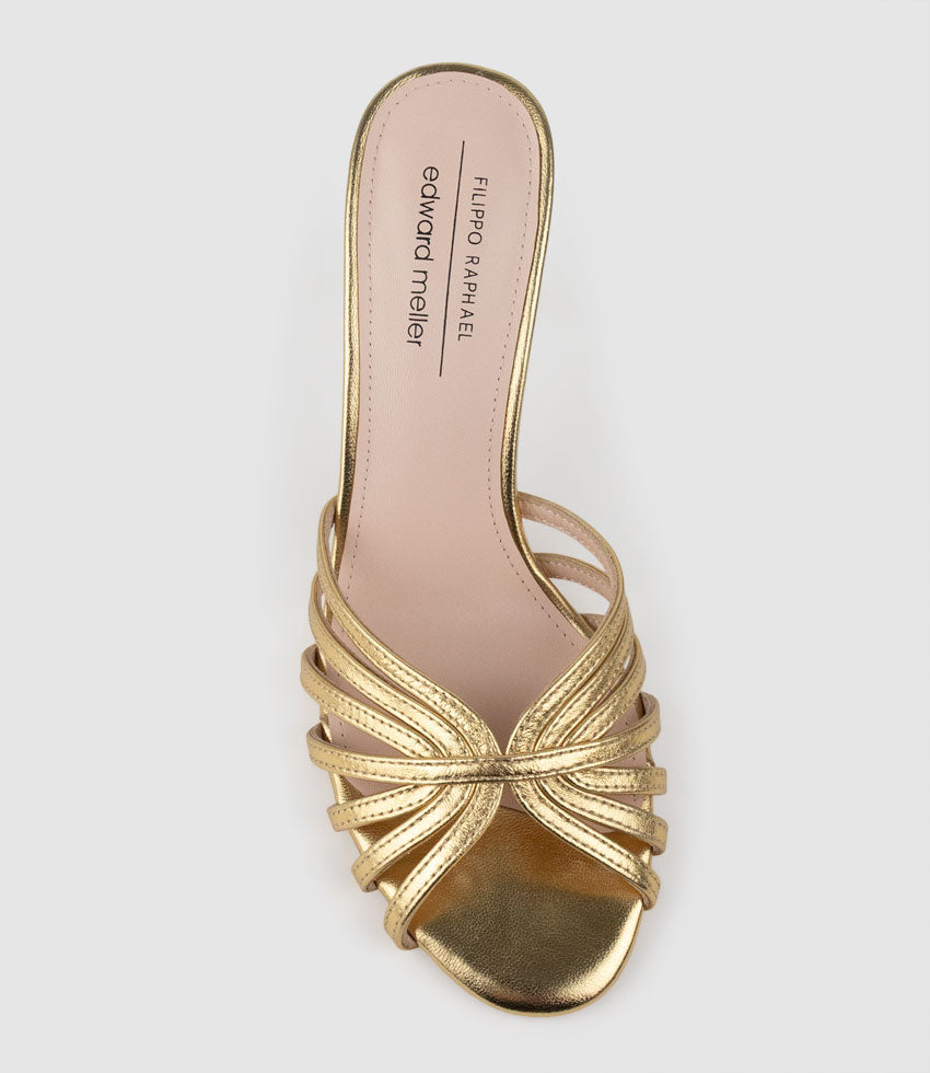 VANYA85 Strappy Slide in Aged Gold - Edward Meller