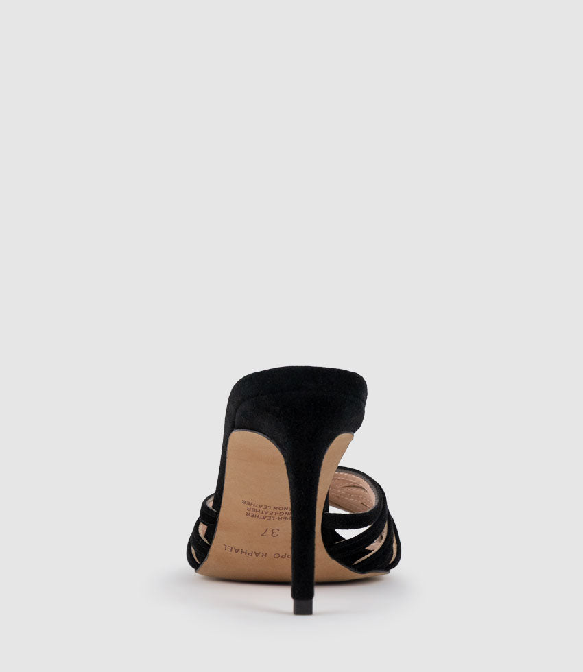 VANYA85 Strappy Slide in Black Suede - Edward Meller