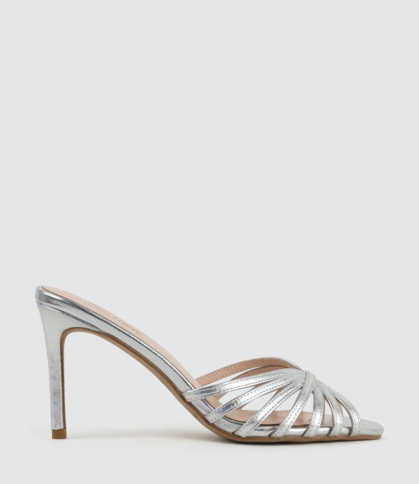 VANYA85 Strappy Slide in Silver - Edward Meller
