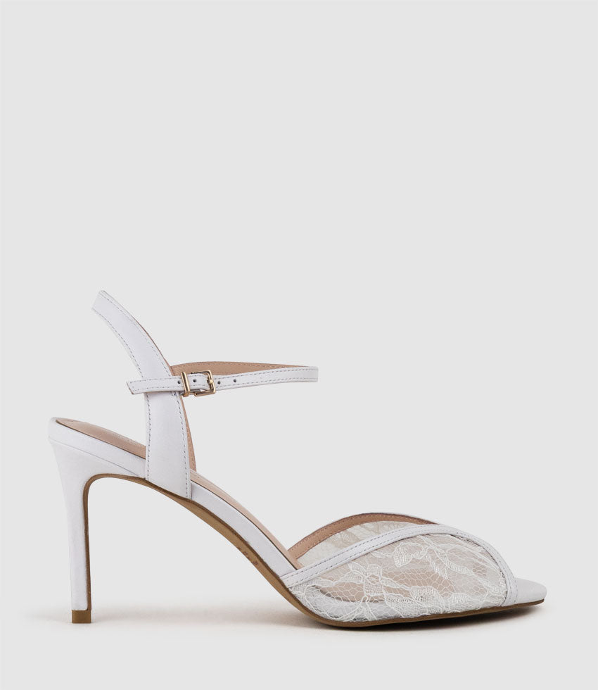 VARIAN85 Tulip Front Sandal in White Lace
