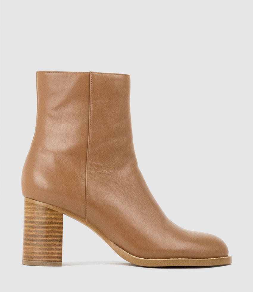 VARSITY70 Block Heel Ankle Boot in Tan - Edward Meller
