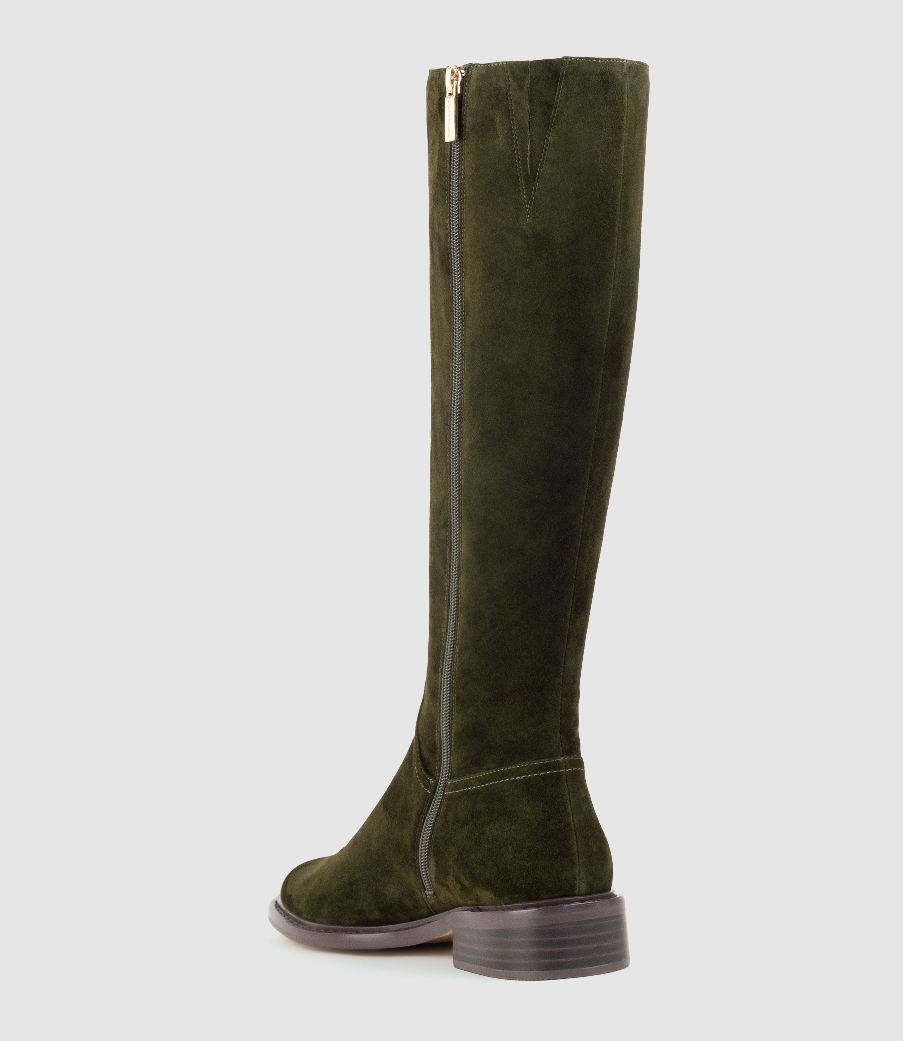 VASPER30 Knee High Boot in Olive Suede - Edward Meller