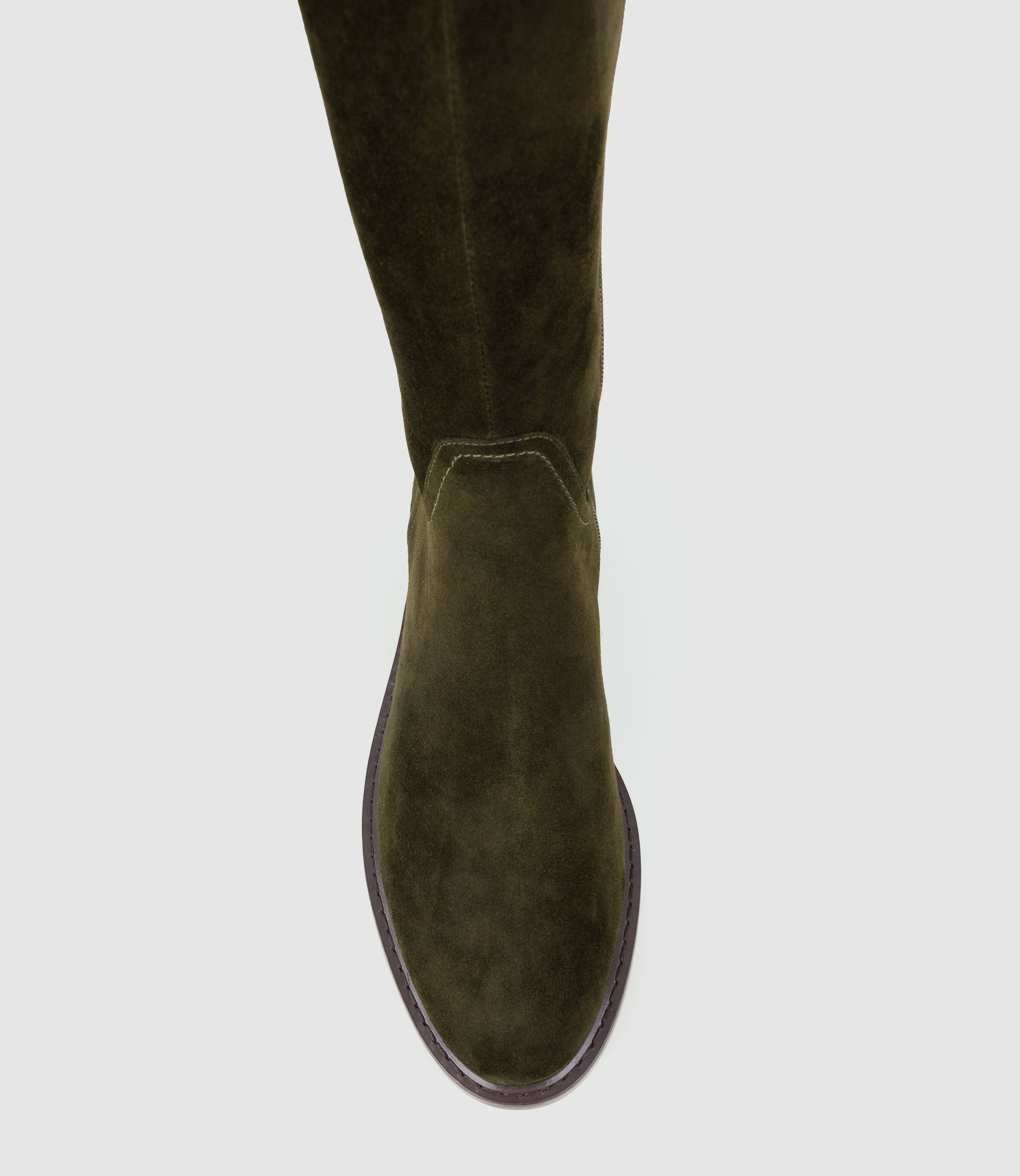 VASPER30 Knee High Boot in Olive Suede - Edward Meller