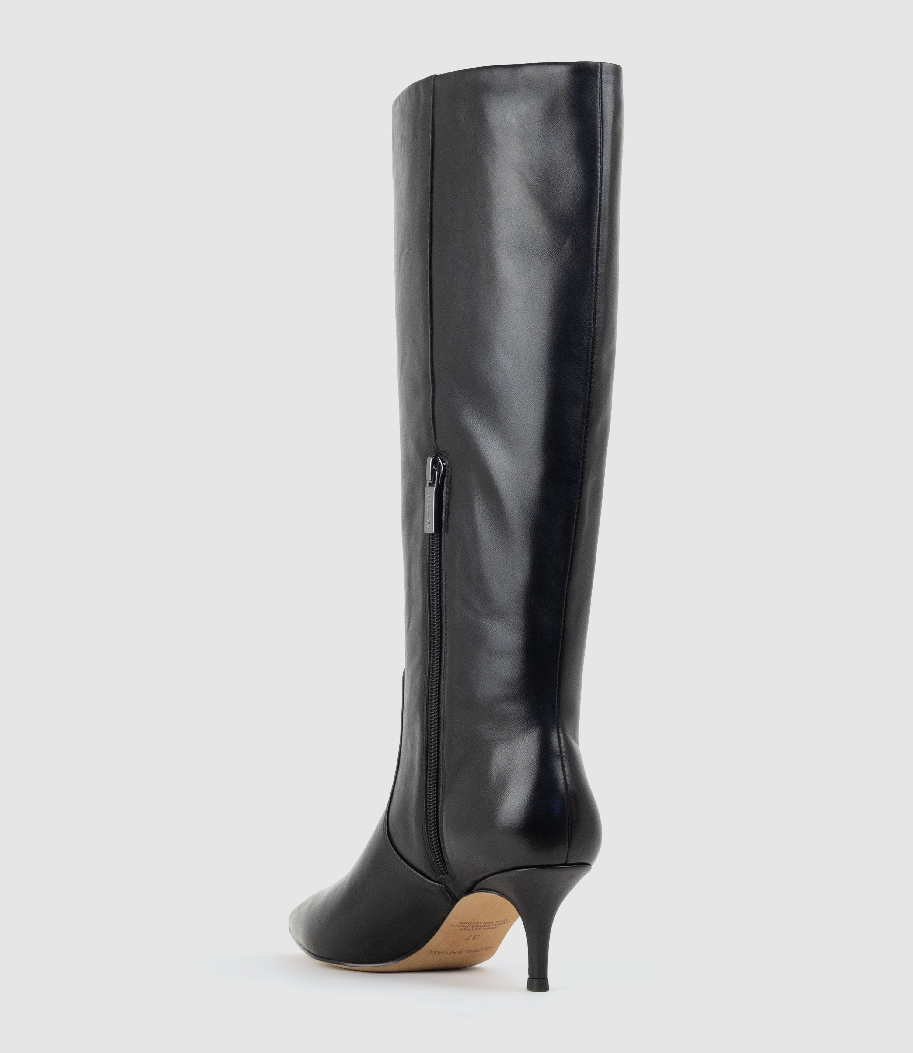 VELMA60 Pointed Knee High Boot in Black - Edward Meller
