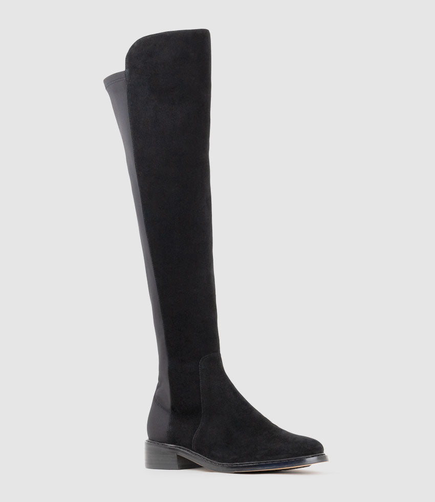 VELVET30 OTK Boot in Black Suede - Edward Meller