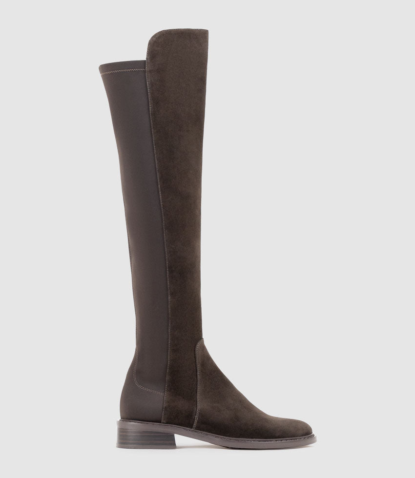 VELVET30 OTK Boot in Chocolate Suede - Edward Meller