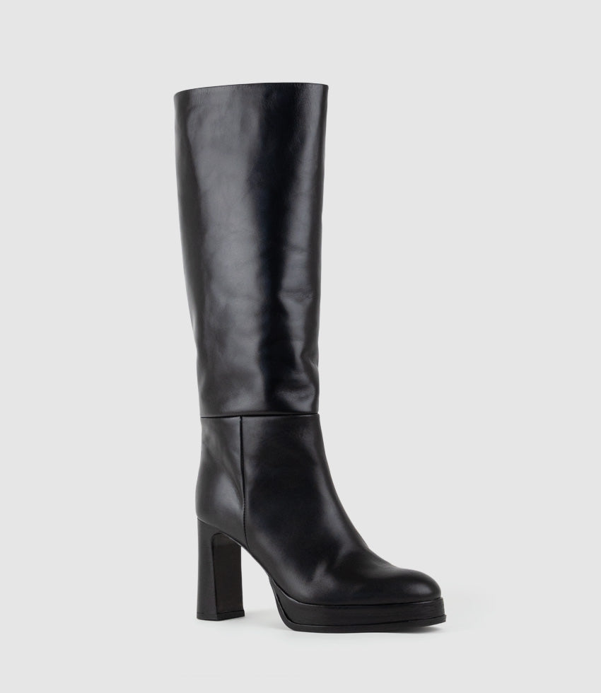 VERITA95 Platform Knee High Boot in Black - Edward Meller