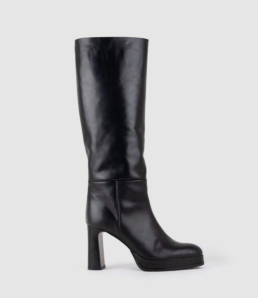 VERITA95 Platform Knee High Boot in Black - Edward Meller