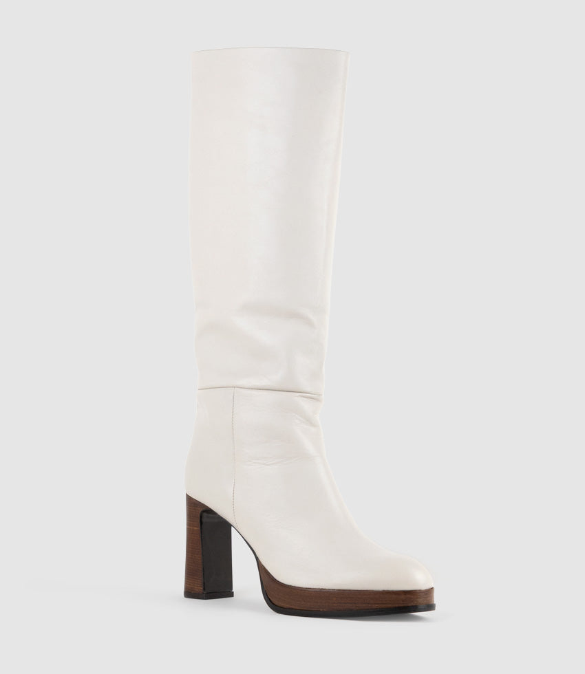 VERITA95 Platform Knee High Boot in Offwhite - Edward Meller