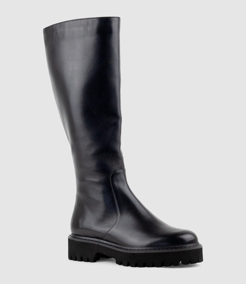 VERNON Knee High Boot on EVA Sole in Black - Edward Meller