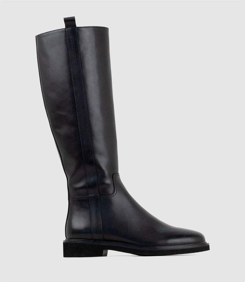 VEROS Knee High Boot in Black Calf - Edward Meller