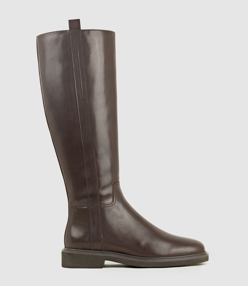 VEROS Knee High Boot in Brown Calf - Edward Meller