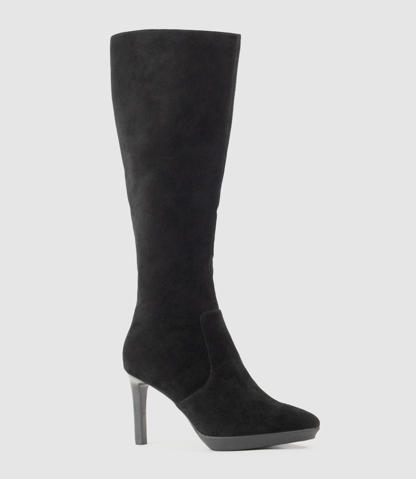 VESPIA85 Platform Knee High Boot in Black Suede - Edward Meller