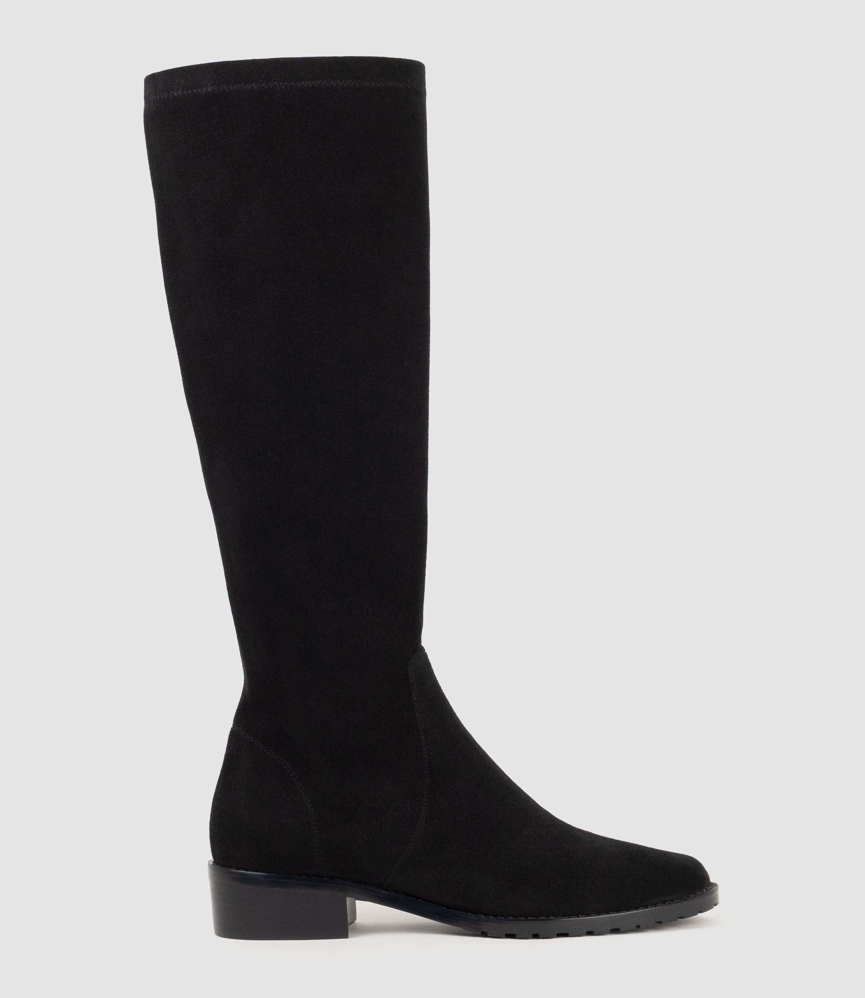 VIM30 Knee High Stretch Boot in Black Suede