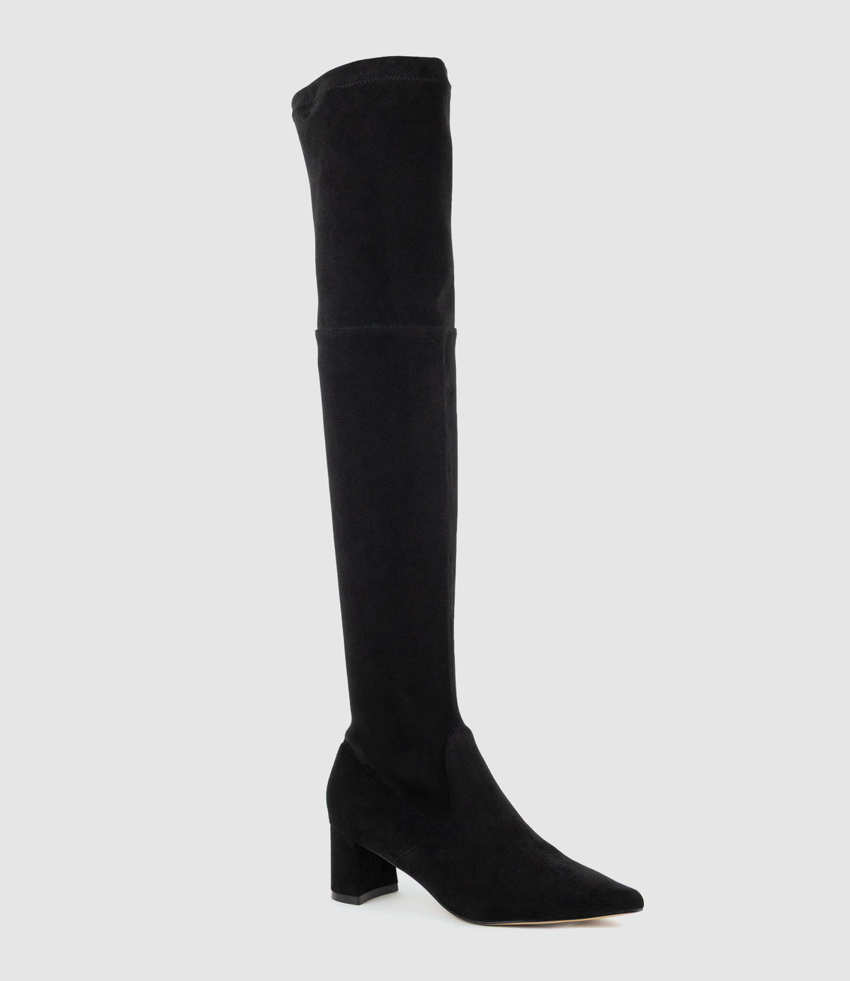 VIOLA55 OTK Stretch Boot in Black Suede - Edward Meller