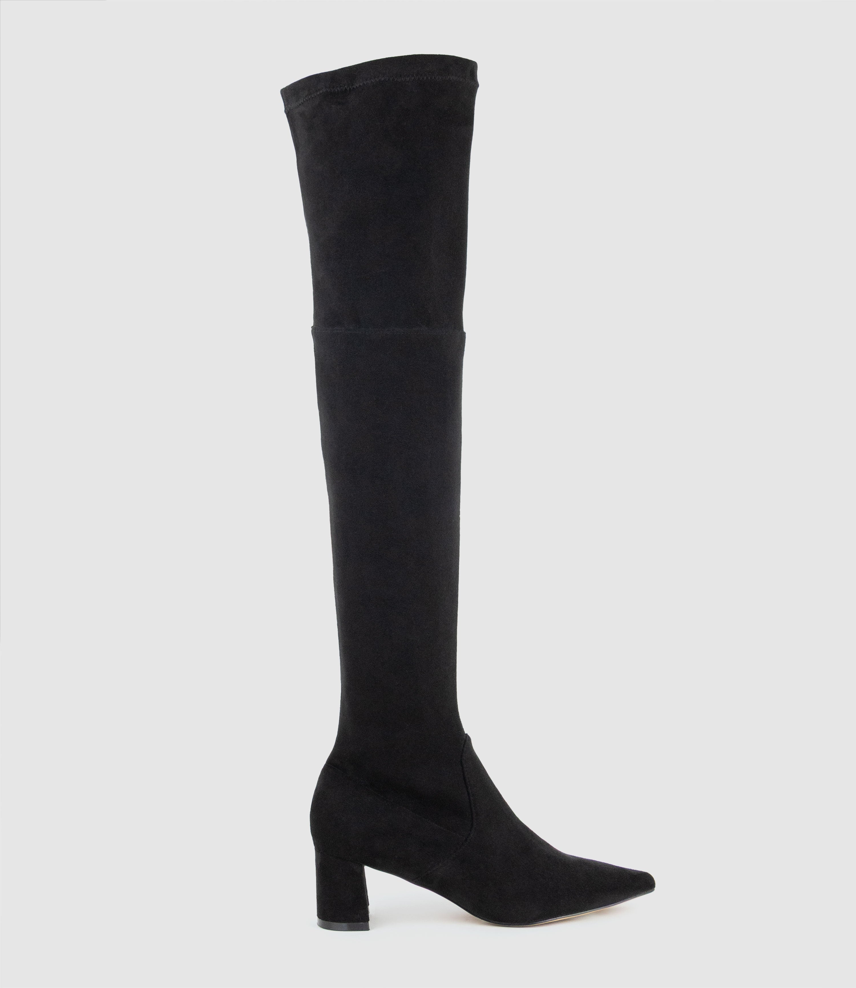 VIOLA55 OTK Stretch Boot in Black Suede - Edward Meller
