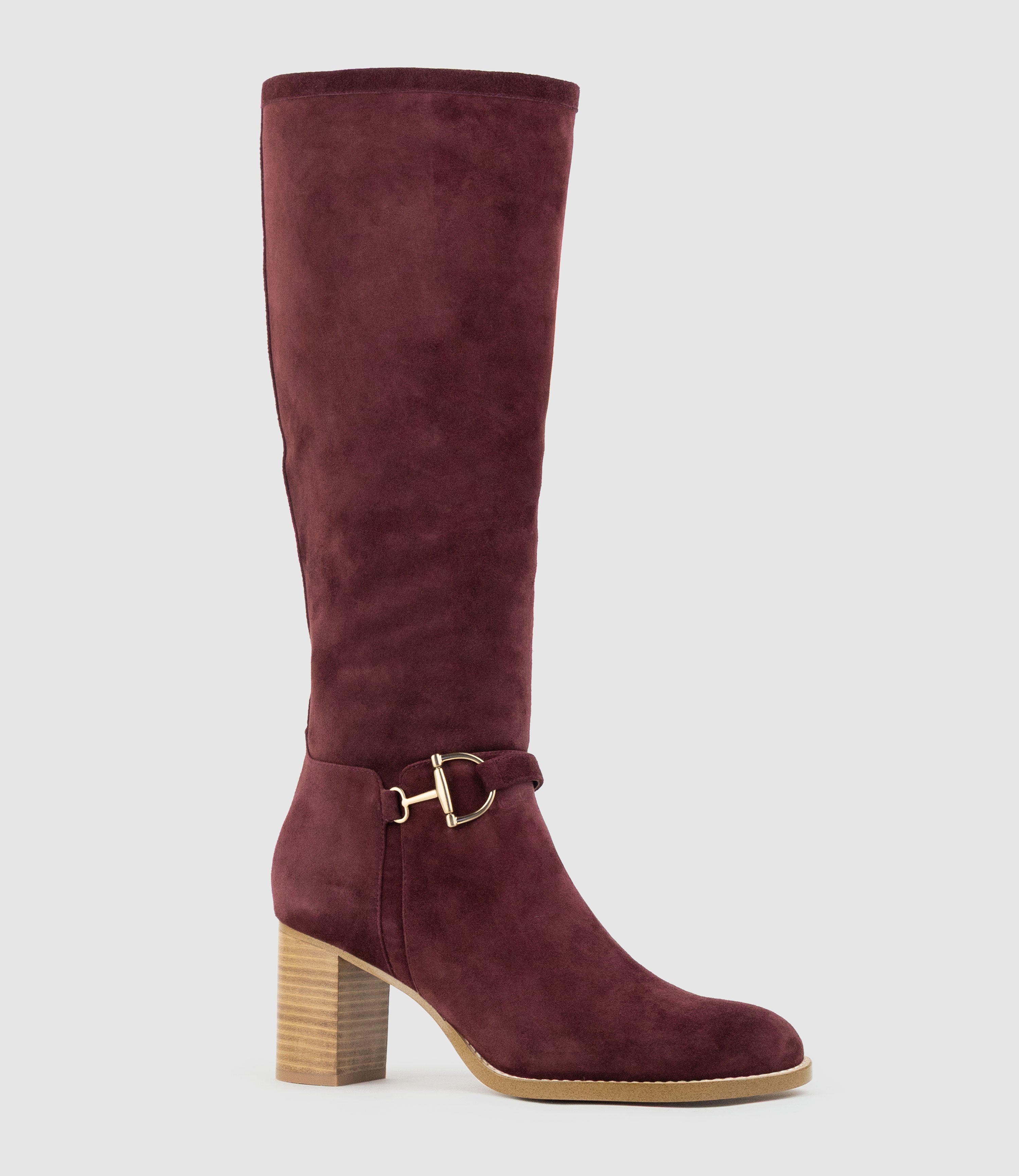 VIRTUAL70 Knee High Boot in Wine Suede - Edward Meller