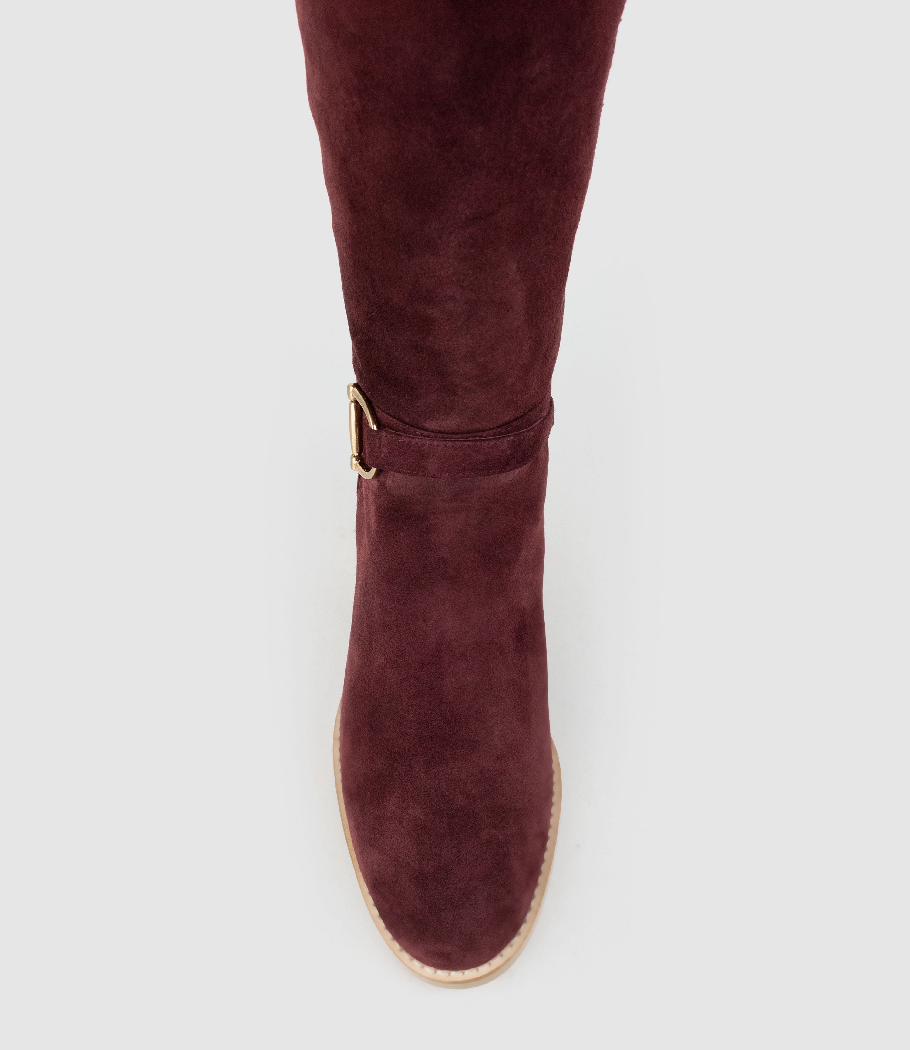 VIRTUAL70 Knee High Boot in Wine Suede - Edward Meller