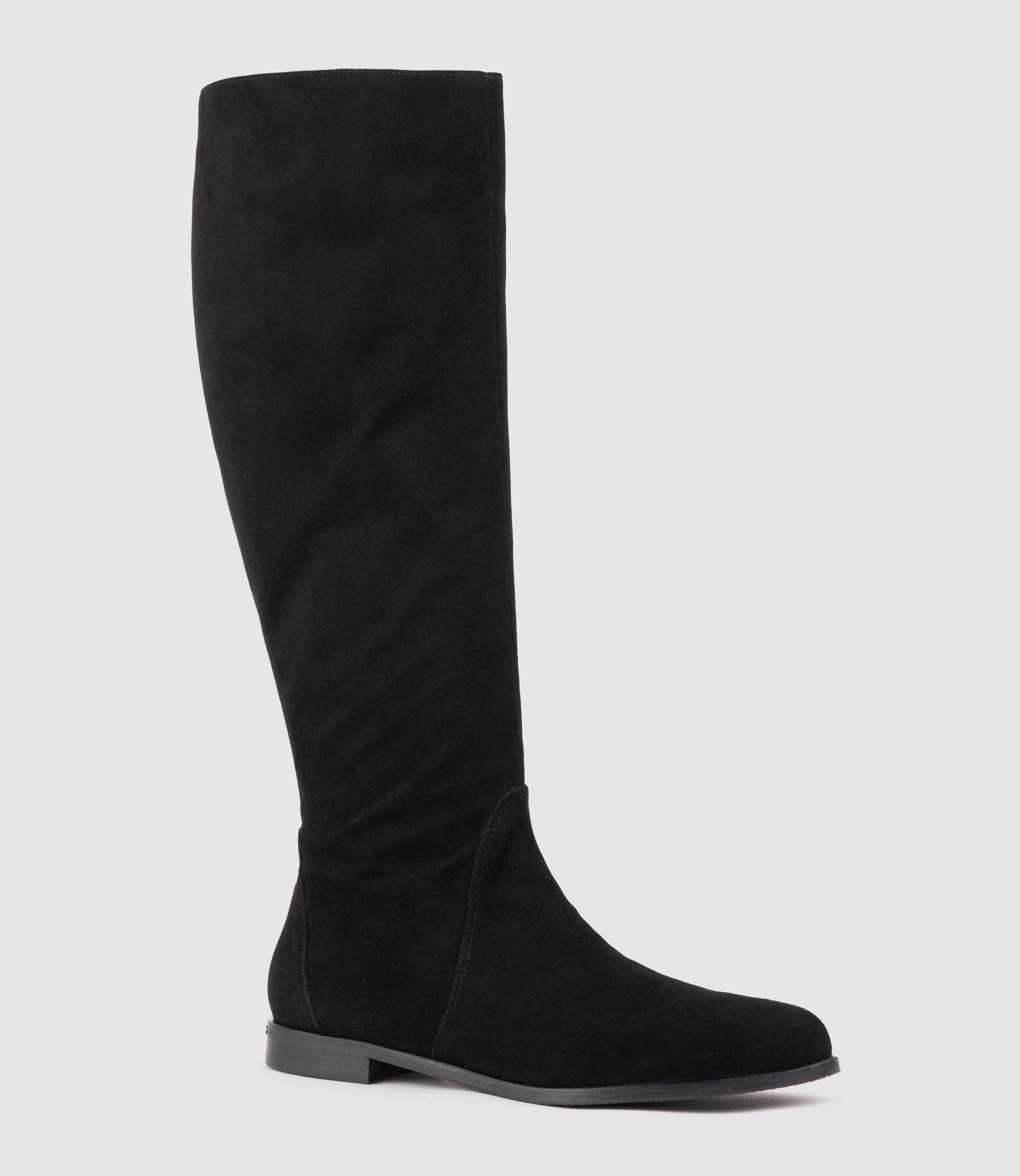 VISTERE Relaxed Knee High Boot in Black Suede - Edward Meller