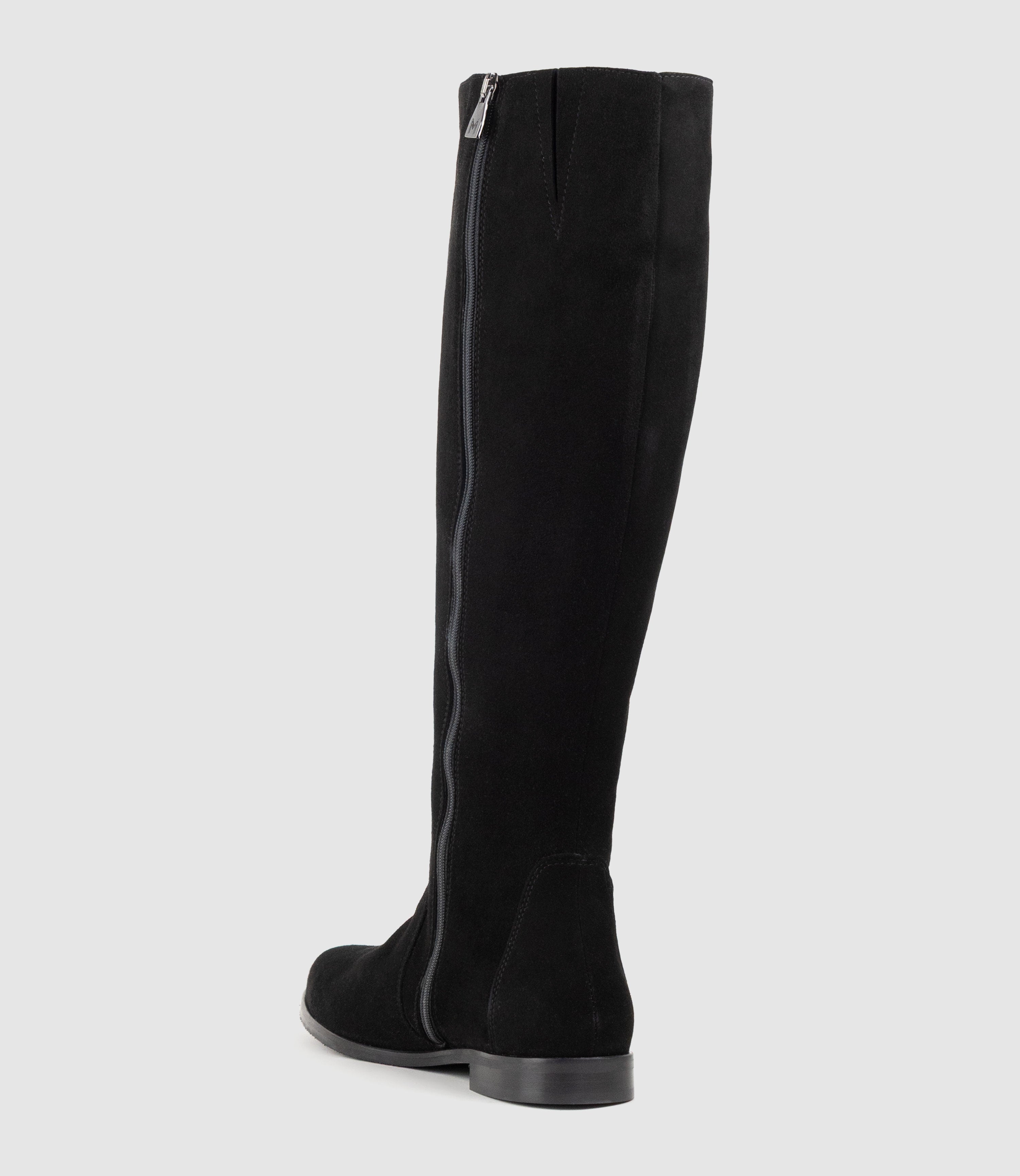 VISTERE Relaxed Knee High Boot in Black Suede - Edward Meller