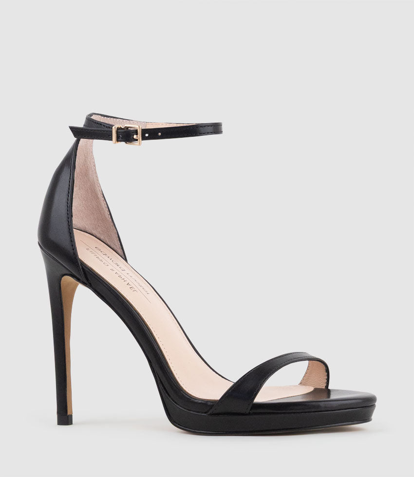 WALLIS110 Fine Strap Sandal in Black Calf - Edward Meller